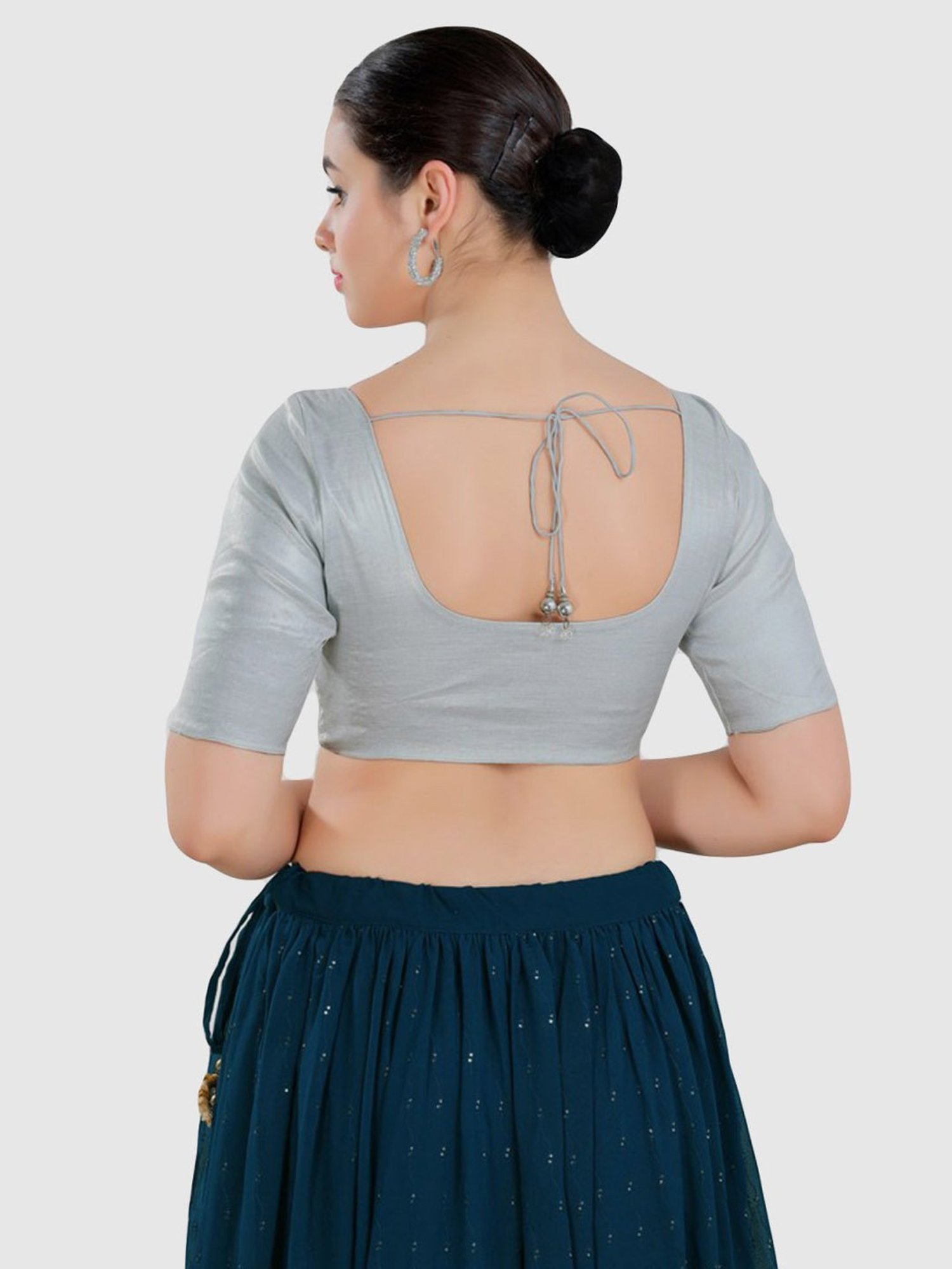 Salwar Studio Silver Plain Blouse