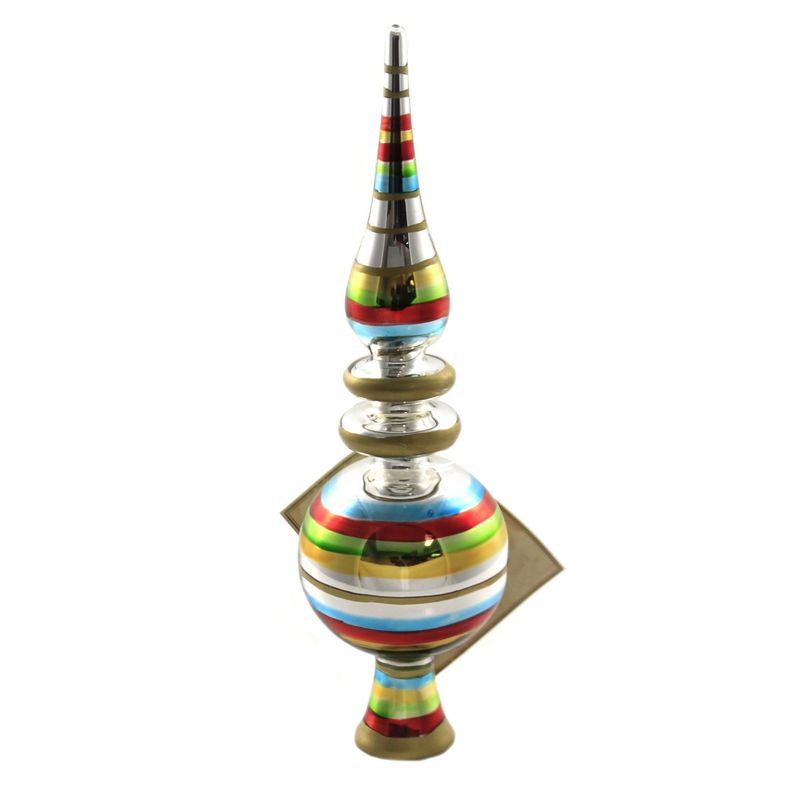 Tree Topper Finial 7.75" Retro Stripe Treetopper Christmas  -  Tree Toppers