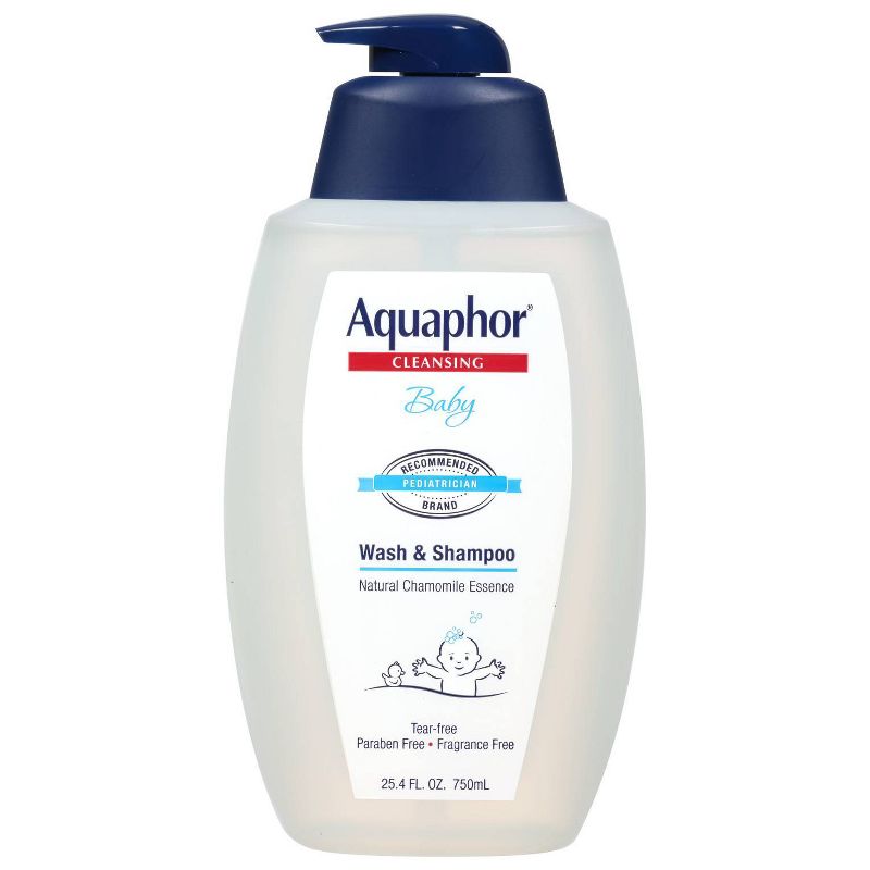 Aquaphor Baby Wash and Shampoo - Tear-free and Mild for Sensitive Skin – 25.4 oz Pump Bottle