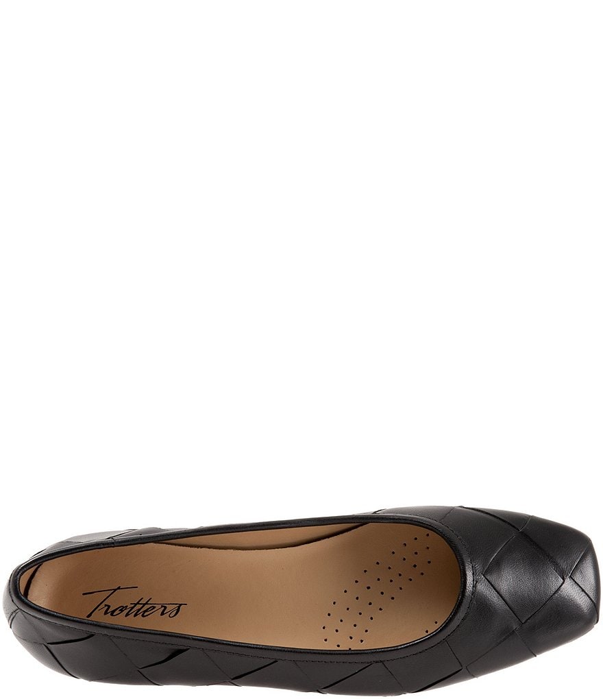 Trotters Hanny Woven Square Toe Leather Ballet Flats