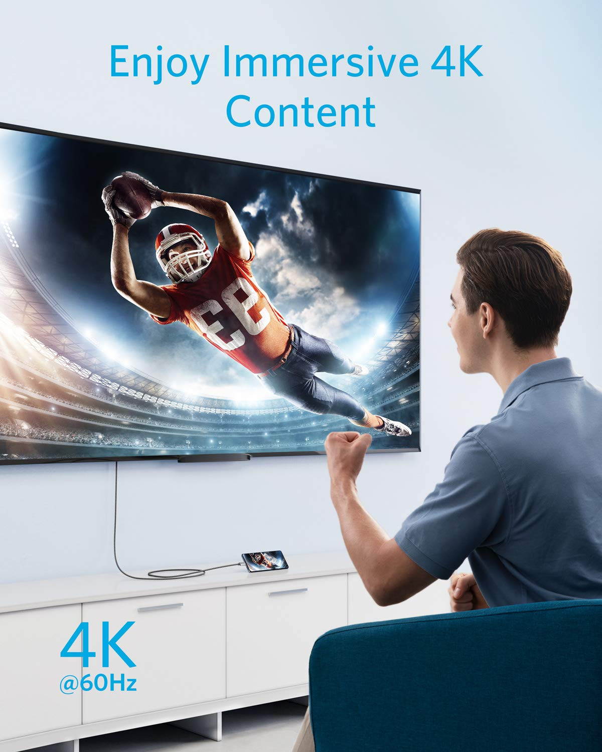 USB C to HDMI Cable for Home Office 6ft, Anker Type C to HDMI Adapter Cable 4K 60Hz for MacBook Pro 2020, iPad Pro 2020, Samsung Galaxy S20/ S10, Dell XPS 13/15, and More [Thunderbolt 3 Compatible]