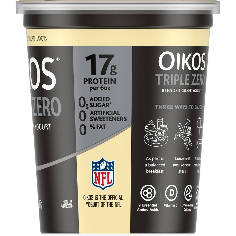 Dannon Oikos Triple Zero Vanilla Greek Yogurt - 32oz