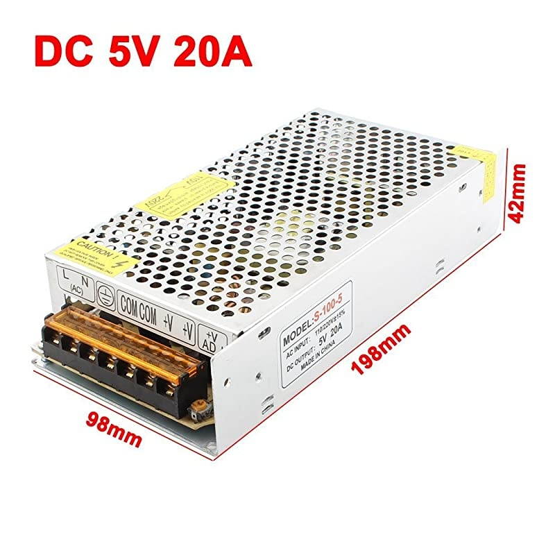 5V 20A 100W Universal Regulated Switch Power Supply Power Transformer for LED Strip LightCCTV CameraSecurity SystemRadioComputer Project