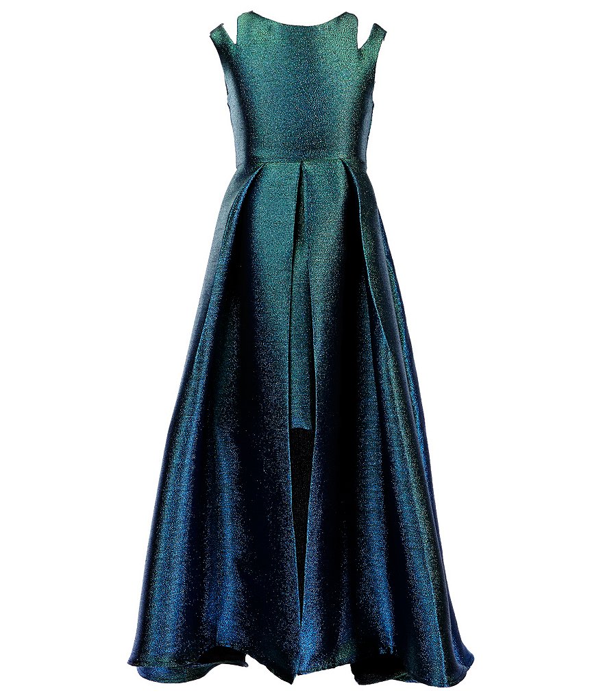 Honey and Rosie Big Girls 7-16 Sleeveless Ruffled Neck Scuba Skater Dress