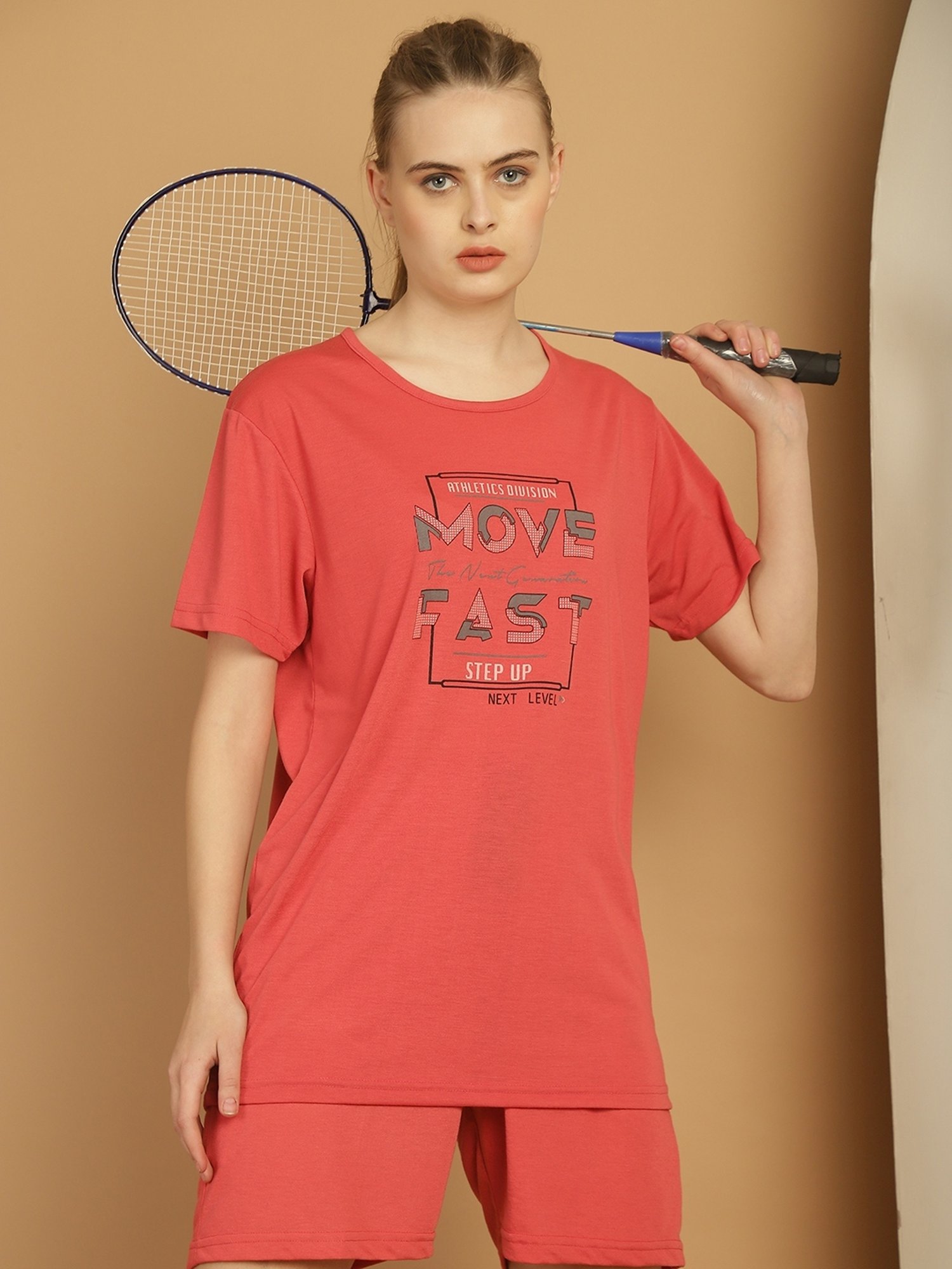 Vimal Jonney Coral Cotton Printed T-Shirt & Shorts Set