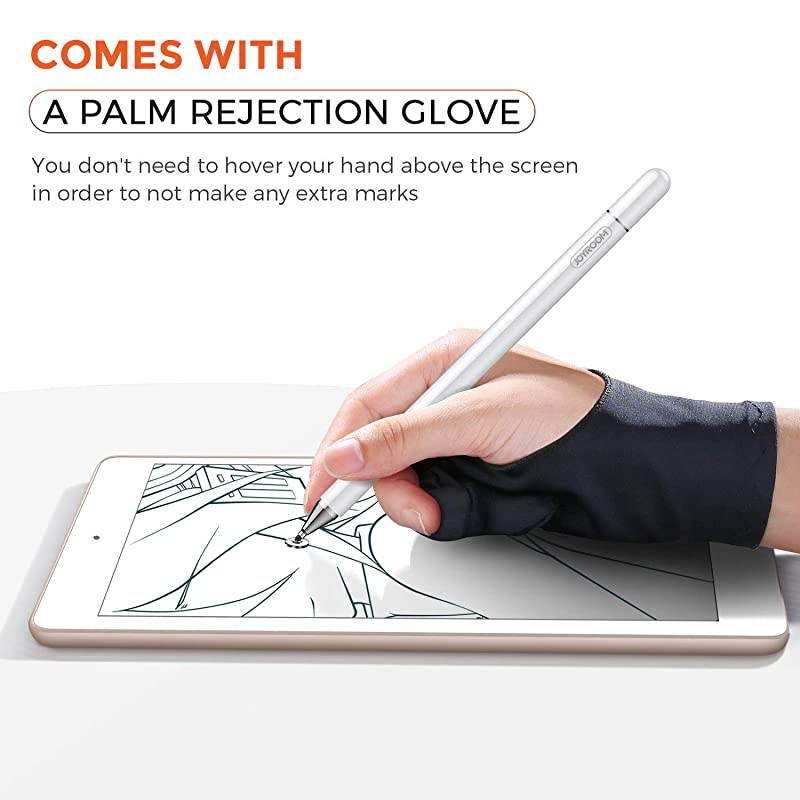 Stylus Pen for iPad Capacitive Pencil for Kid Student Drawing Writing High Sensitivity with Artist GlovePalm Rejection for Touch Screen Devices Tablet Smartphone White
