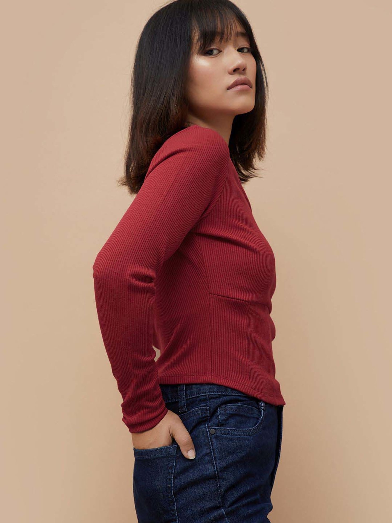 Ginger by Lifestyle Red Plain Top