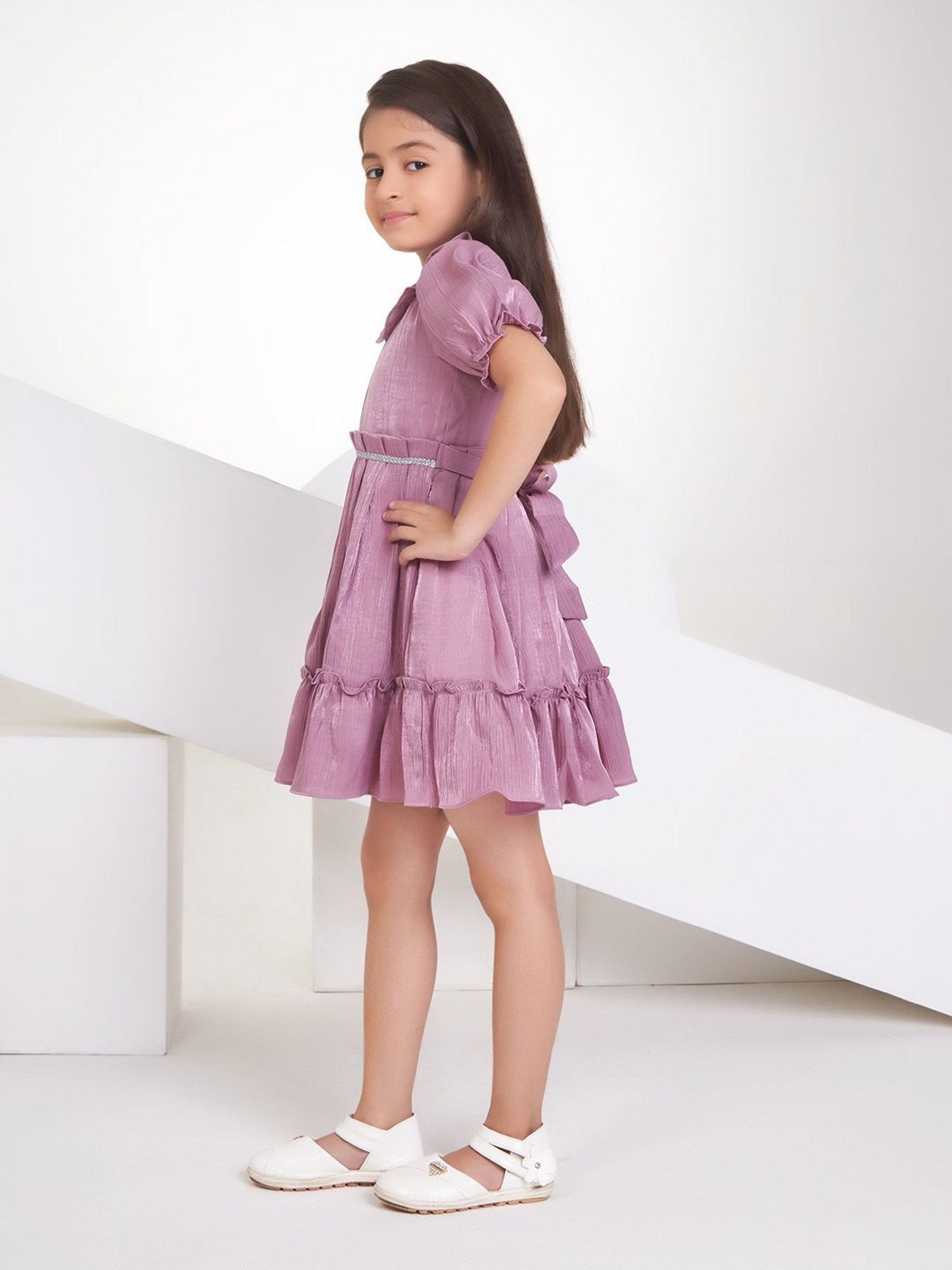 Peppermint Kids Mauve Textured Dress