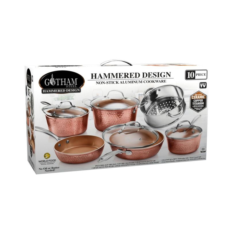 Gotham Steel Hammered Copper 10pc Cookware Set