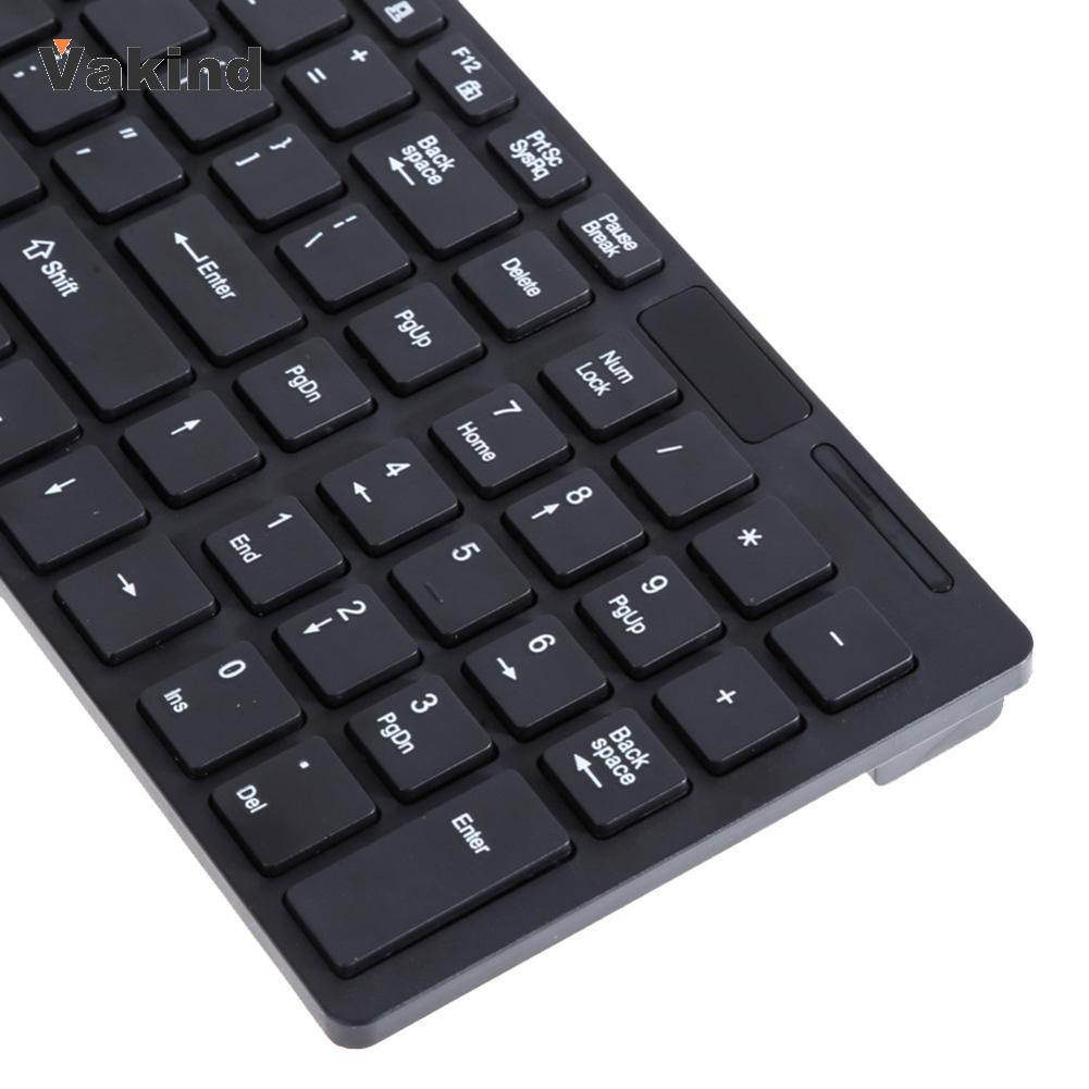 2.4GHz Ultra-thin Optical Wireless Keyboard and Mouse Combo Kit with USB Receiver and Keypad Film for PC Computer
