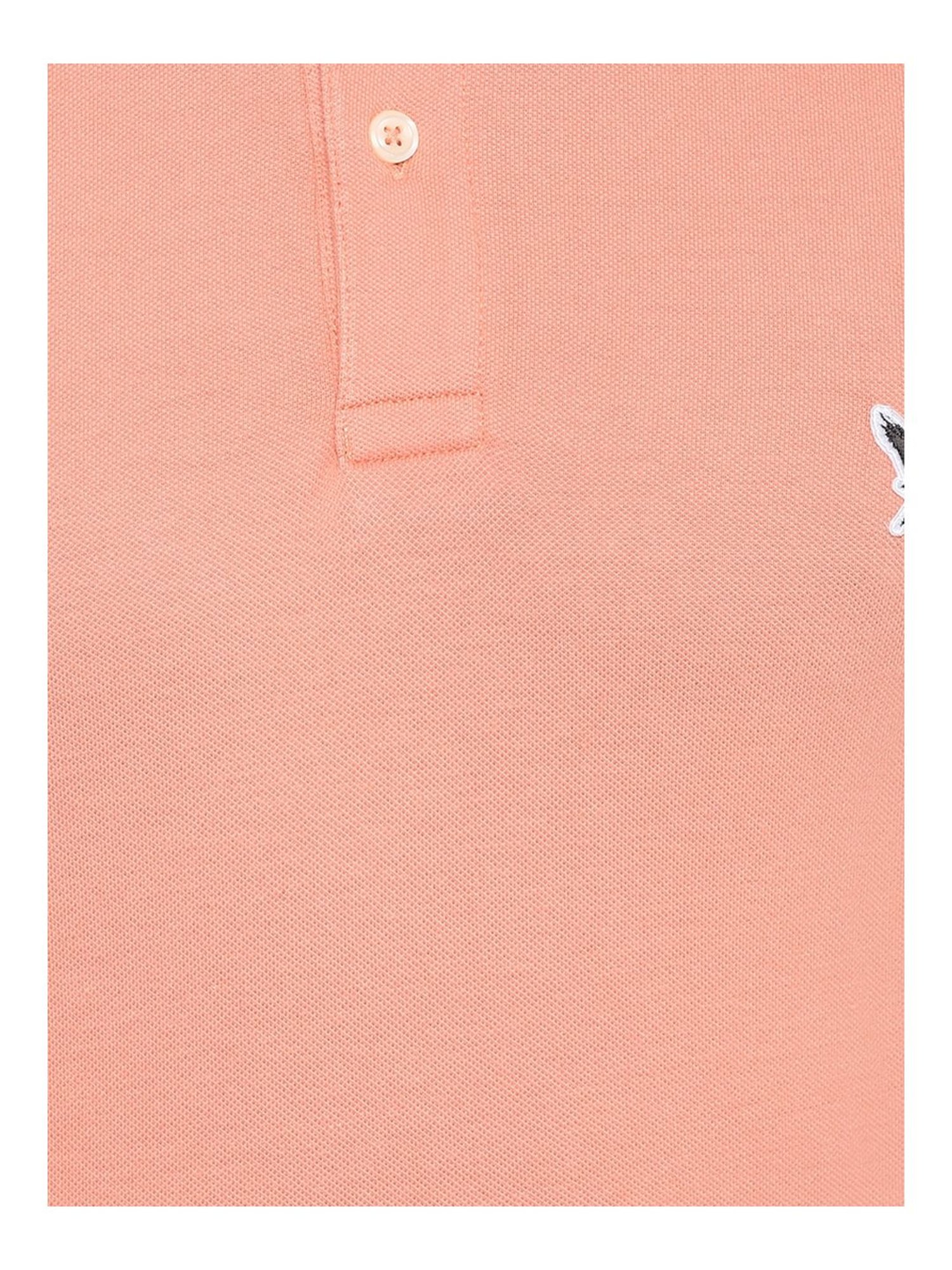 American Eagle Peach Cotton Slim Fit Polo T-Shirt
