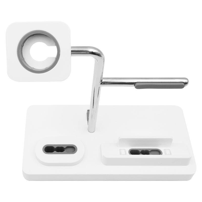 Macally 3-in-1 Apple Charging Stand for Apple Watch, iPhone and AirPods - White