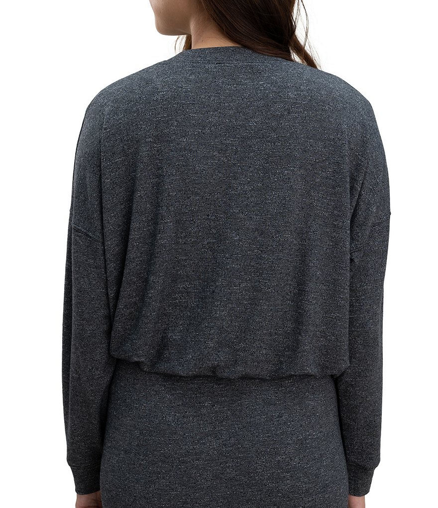 Splendid Knit Long Sleeve Jewel Neck Coordinating Bubble Pullover