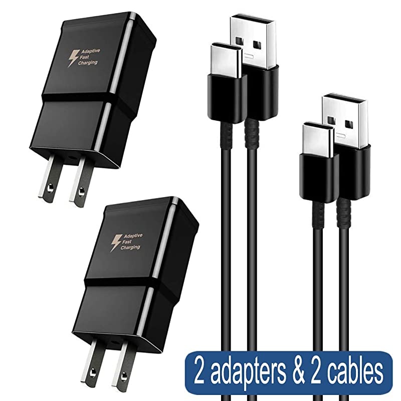 Fast Charger kit Compatible Samsung Galaxy S10 S10+ S10e S9 S8 PlusEdgeActiveNote 8 Note 9 Wall Plug Power Adapter with USB Type C Cable Cord 2 Pack