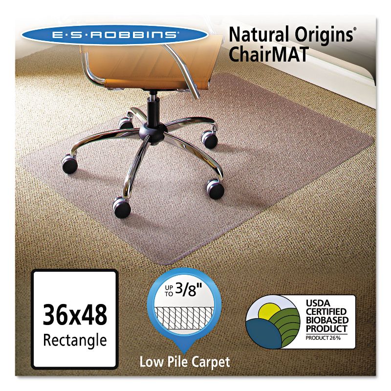 3'x4' Rectangle Solid Office Chair Mat Clear - ES Robbins