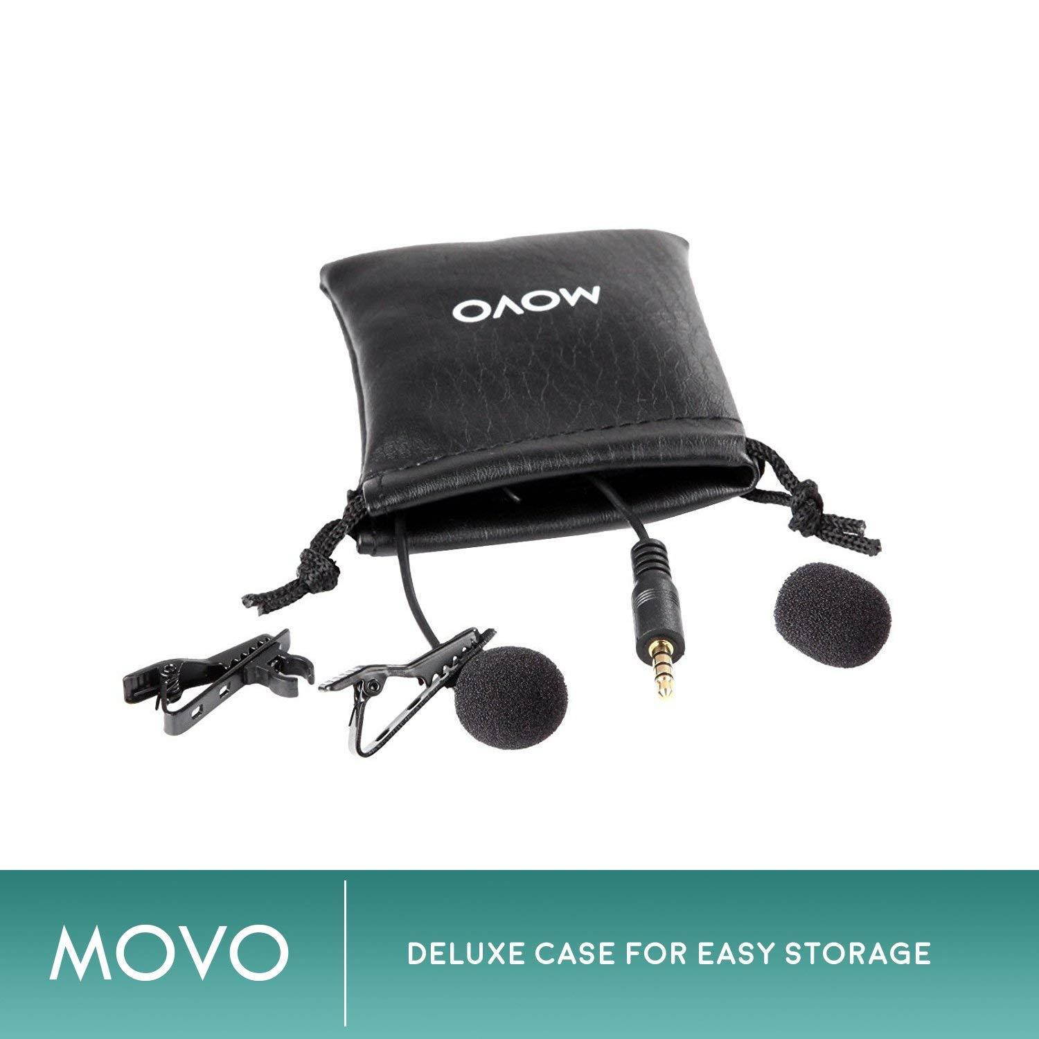 Movo PM10 Deluxe Lavalier Lapel Clip-on Omnidirectional Condenser Microphone for Apple iPhone, iPad, iPod Touch and Android Smartphones