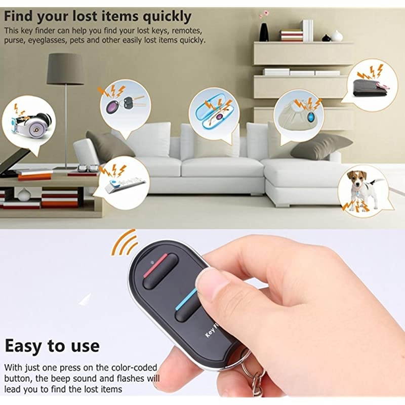 Key Finder Remote Control Finder Easy to Use Suitable for The Elderly Key Locator DeviceWhistle Phone Keychain FinderItem Tracker1 RF Transmitter and 2 Receivers