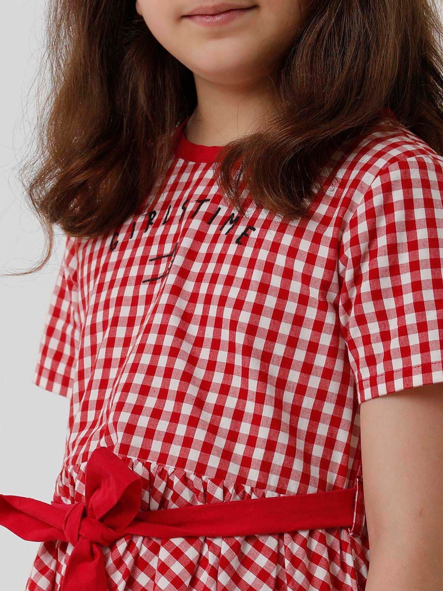 Kate & Oscar Kids Red Cotton Chequered Dress