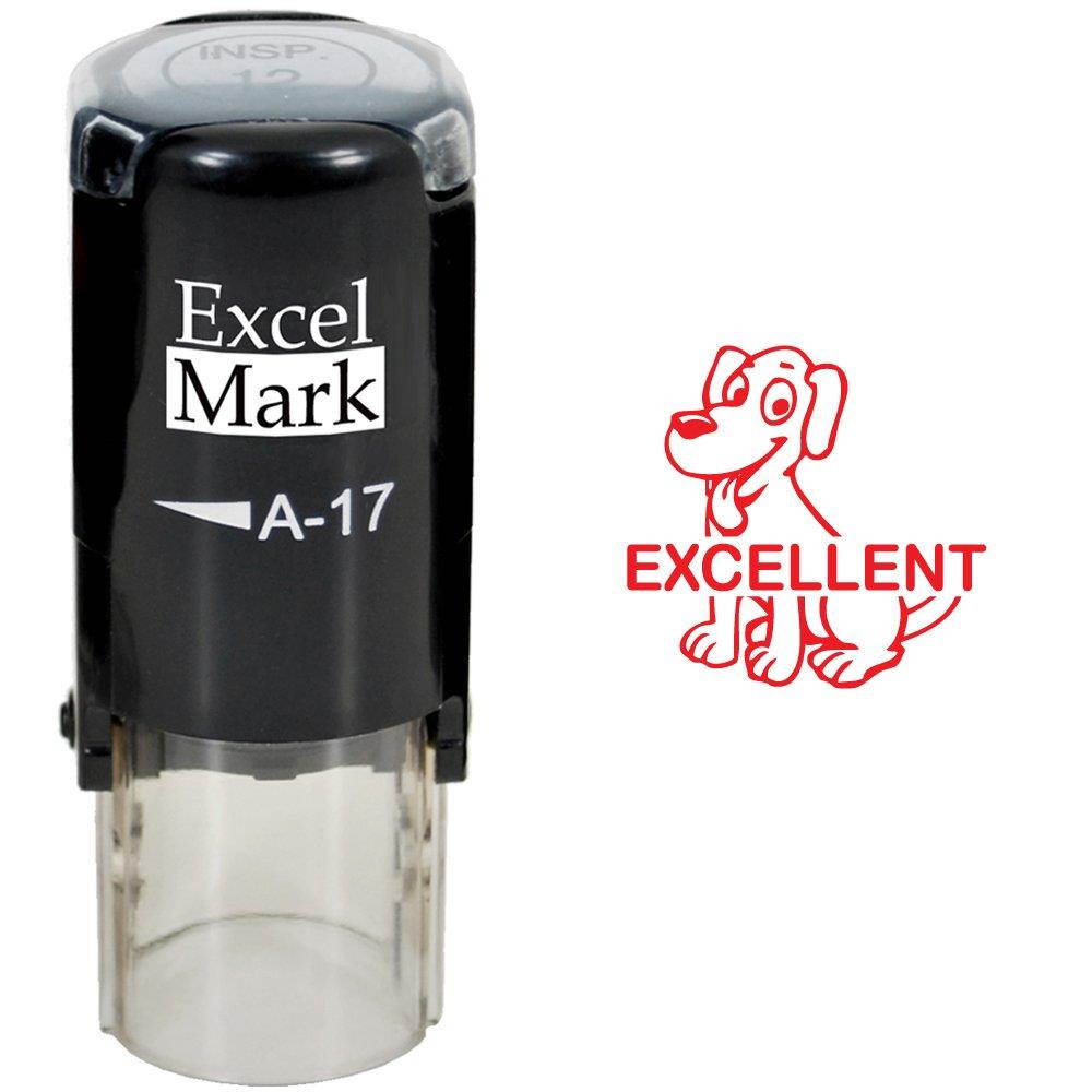 EXCELLENT Dog - ExcelMark Self-Inking Round Teacher Stamp - Red Ink