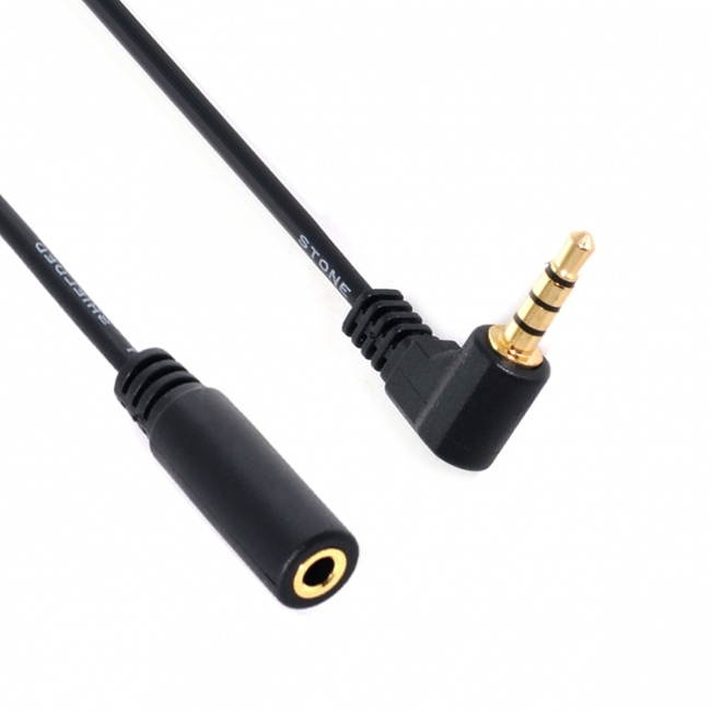 CY 1Set 3/4 Poles Audio Stereo 90 Degree Right Angled 3.5mm Male to Female Extension Cable