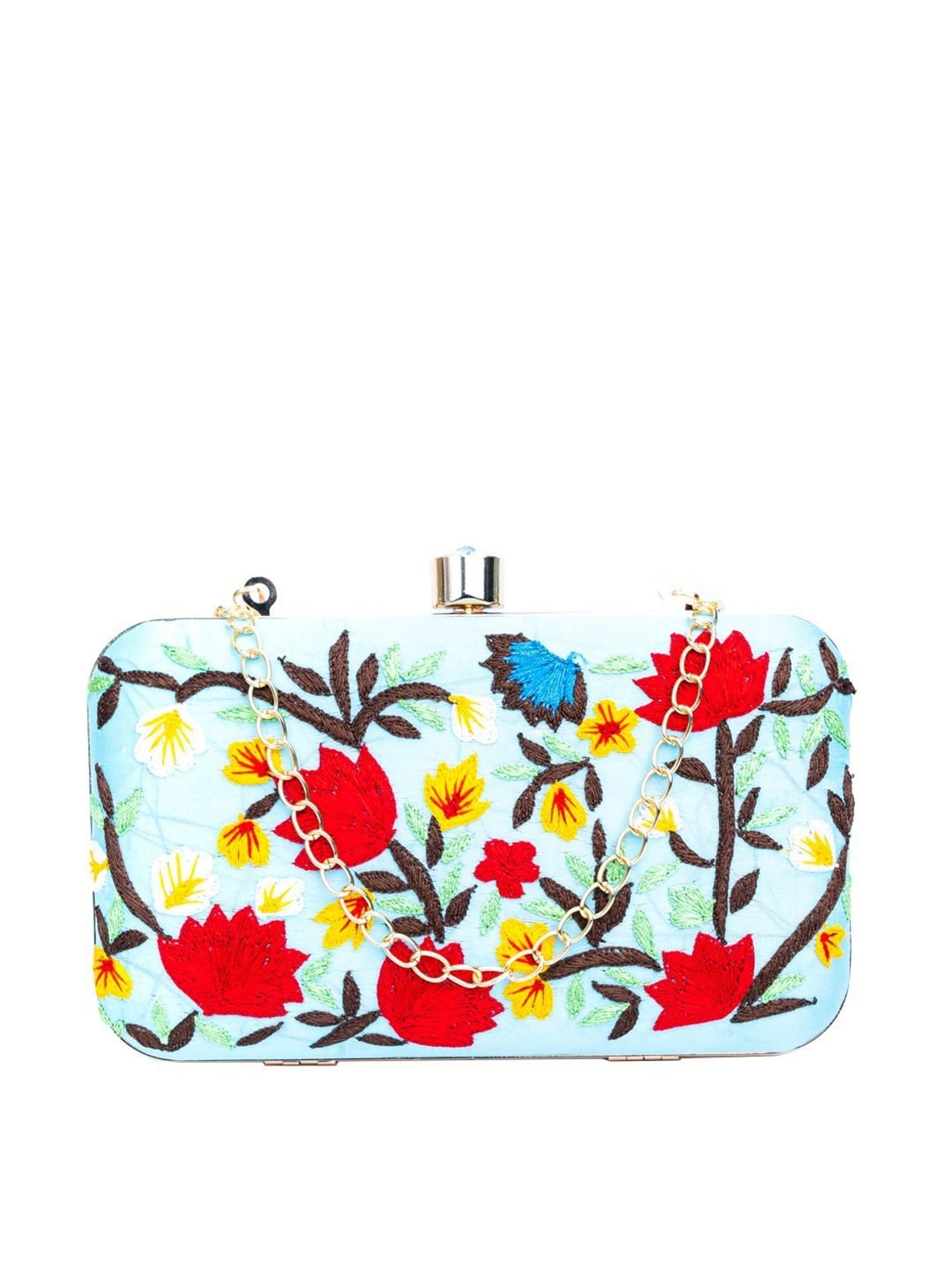 NR by Nidhi Rathi Blue Fabric Minaudiere Clutch