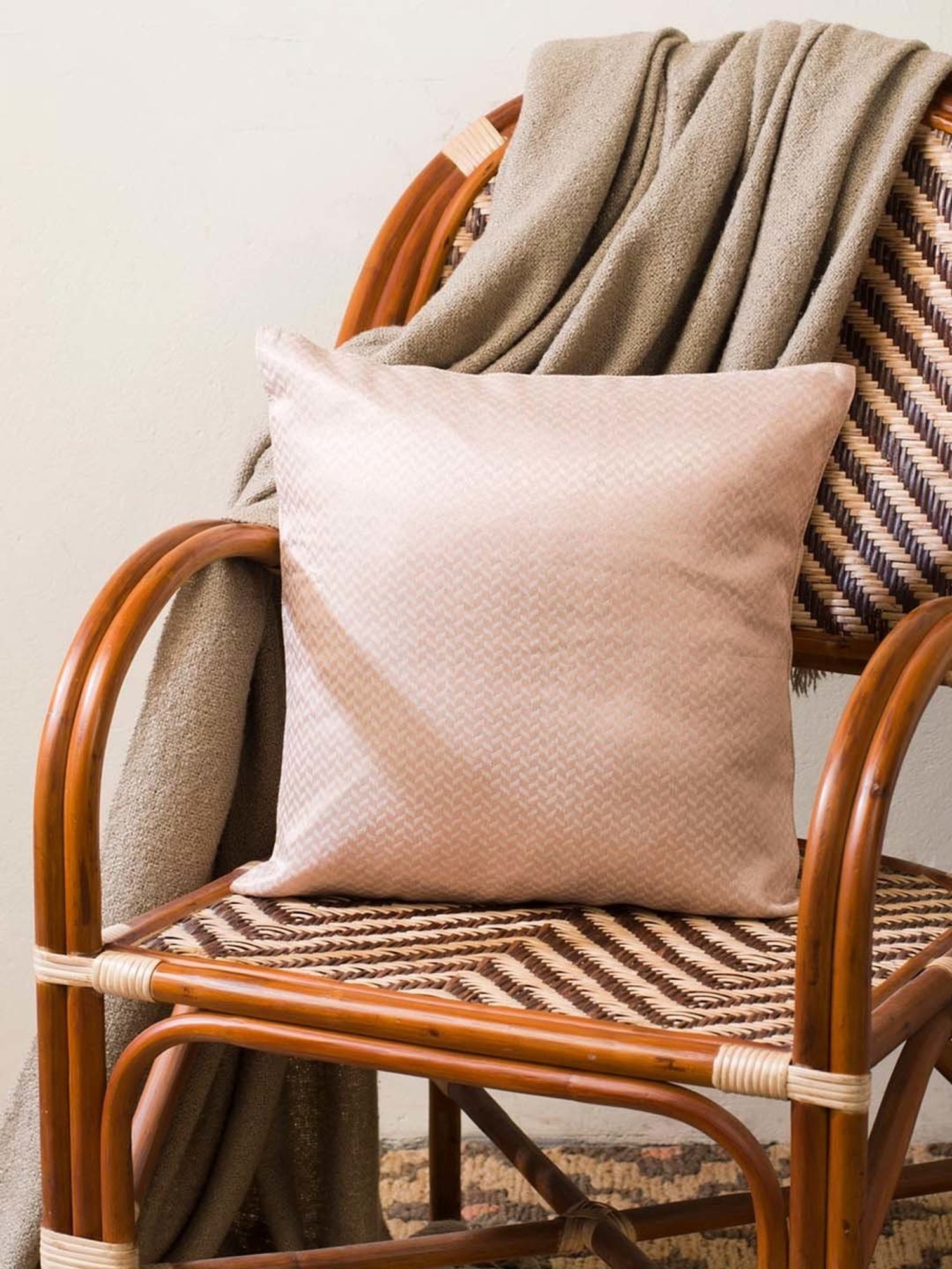 Fabindia Home Shaz Gold 100 GSM Silk Blend Cushion Cover