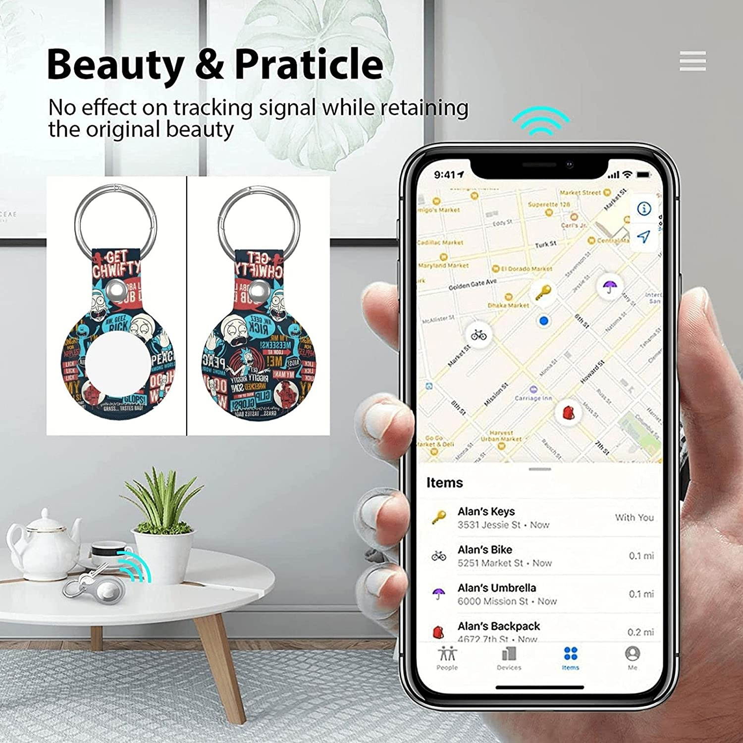 (2 Pack) Kids/Adults Anti-Lost Bracelet for AirTag, iZi Way Soft Silicone Wristband Watch Band Waterproof Protective Case Cover Holder for Apple Air Tag Tracker - Orange/Yellow