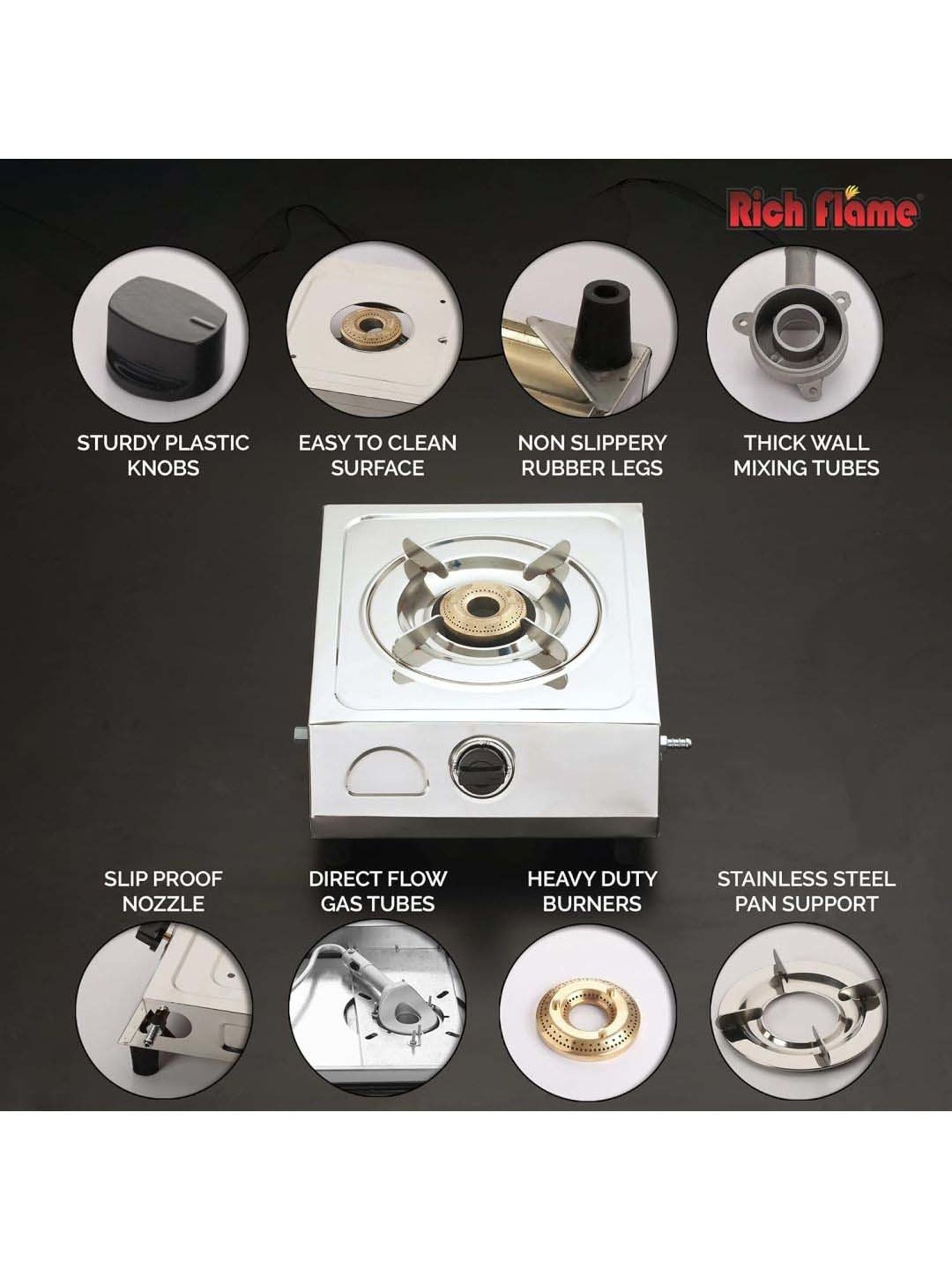 RICHFLAME Gas Stove with Single Burner ( Silver )