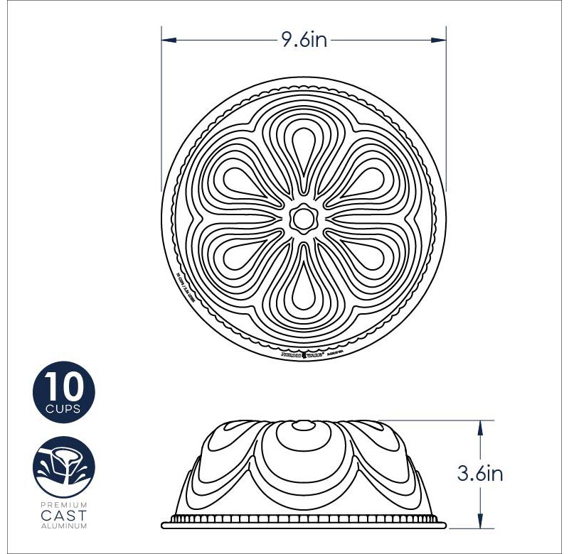 Fat Daddio's RMP-10 Anodized Aluminum Ring Mold Cake Baking Pan, 10 x 3.5 Inches
