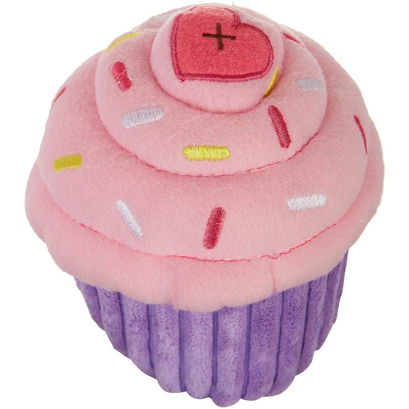 ZippyPaws - Cupcake Stuffed Plush Dog Toy with Two Squeakers - Pink