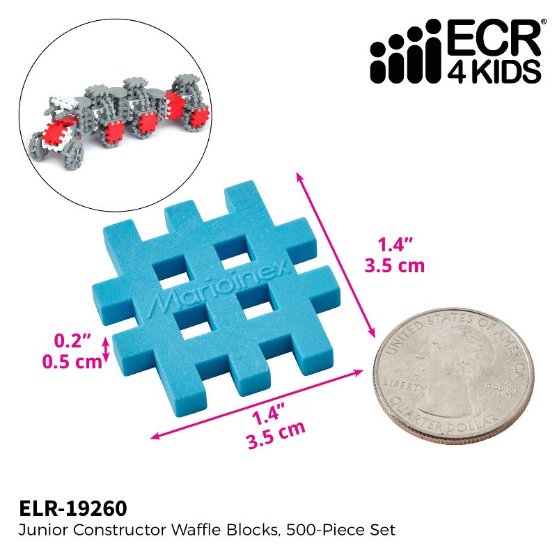 ECR4Kids Mini Waffle Blocks Konstructors - 500 Piece
