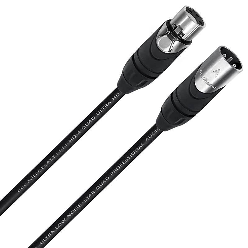3 Units 5 Foot HQ4 Star Quad Balanced Male to Female Microphone Cables with Amphenol AX3M AX3F Silver XLR Connectors UV Protected Road Ready