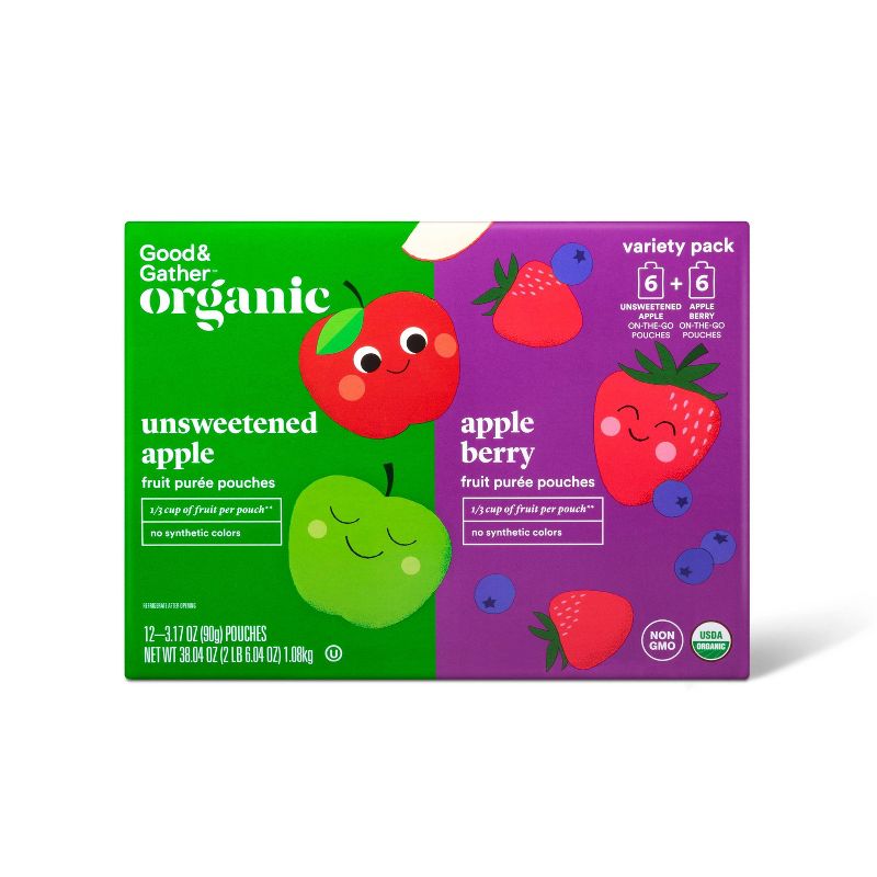 Organic Applesauce Pouches - Apple Carrot & Apple Spinach - 24ct - Good & Gather™