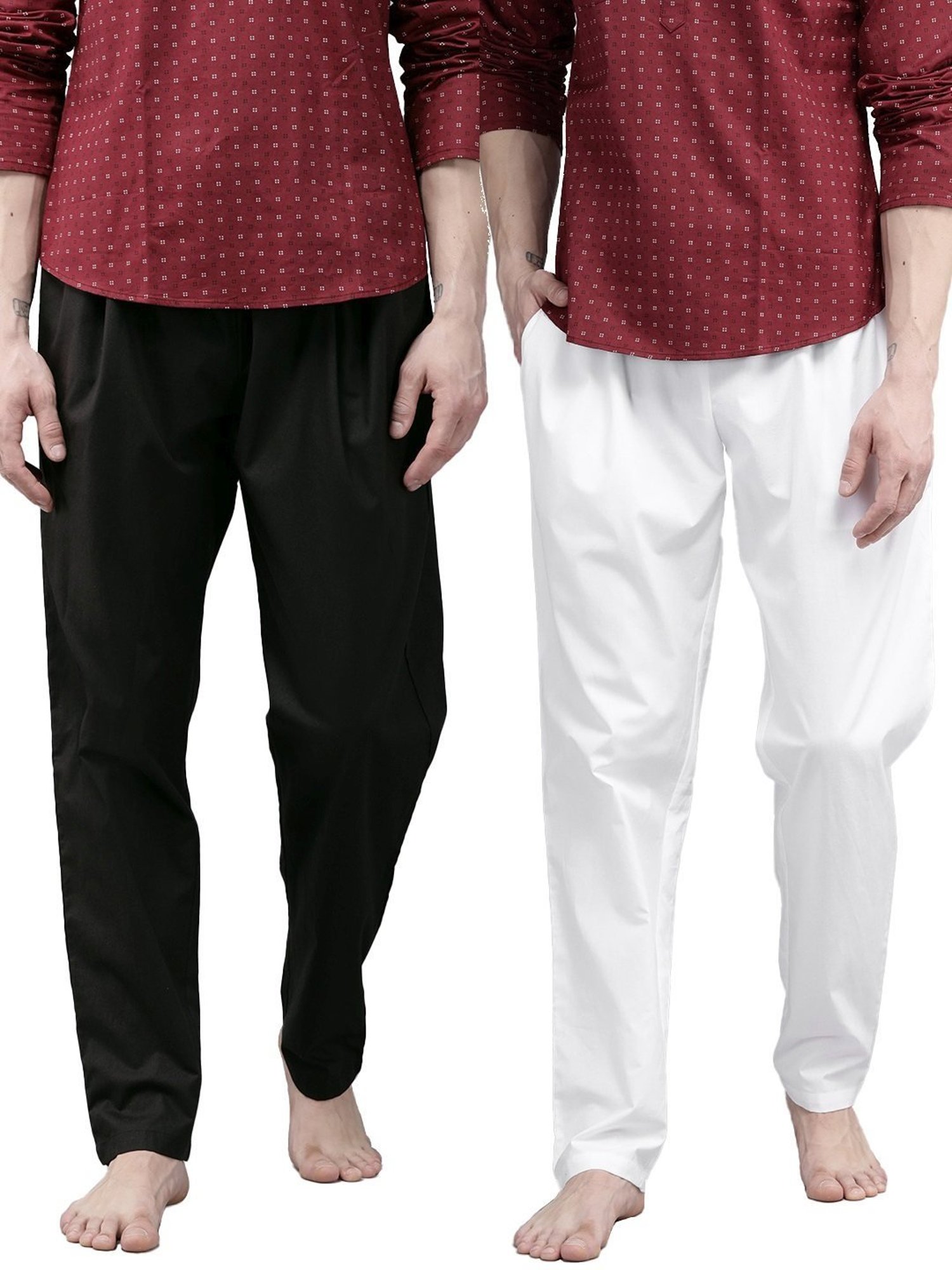 See Designs White & Black Cotton Regular Fit Pyjamas