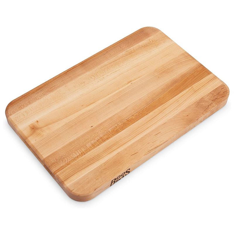 John Boos Maple Wood Edge Grain Reversible Kitchen Butcher Block 18 x 12 x 1.25 Inches Cutting Board with 3 Piece Maintenance Oil Set