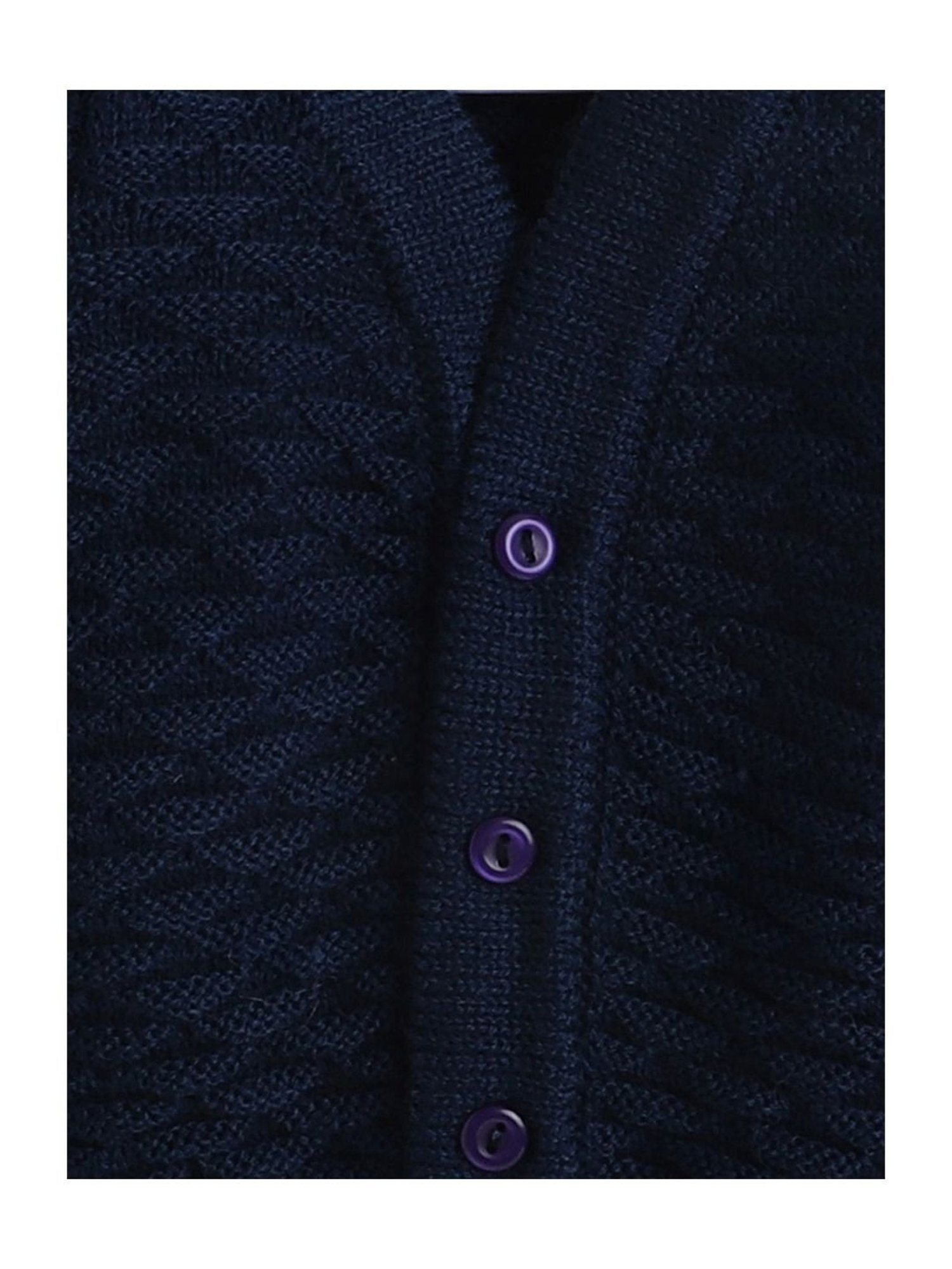 Little Angels Kids Navy Textured Pattern Full Sleeves Sweater Set