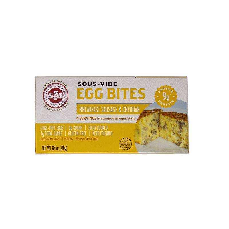 Three Little Pigs Sous-vide Egg Bite with Breakfast Sausage and Cheddar - 4pk