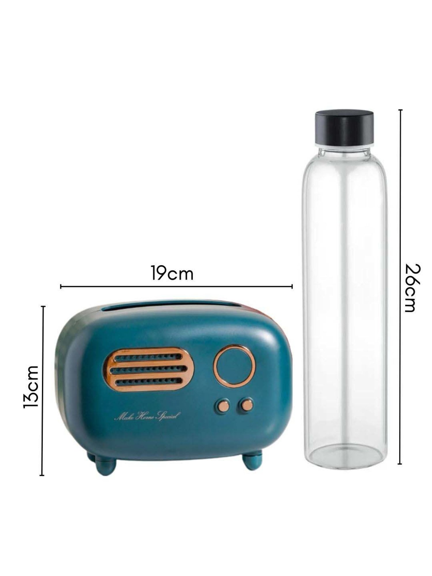 Nestasia Premium Quality PVC Made Vintage Radio Transistor Shaped Teal Tissue Box for Dining Room