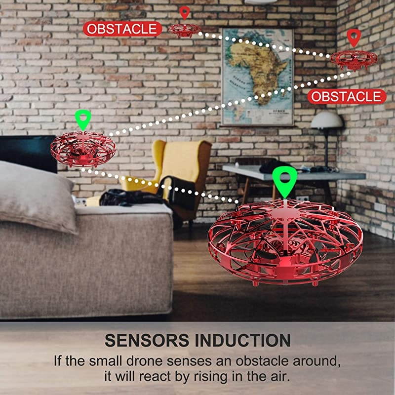Drones for Kids amp Adults RC UFO Helicopter with LED Lights Hand Operated Easy Indoor Outdoor Small Orb Flying Ball Drone Toys Gifts for Beginners Boys amp GirlsRed