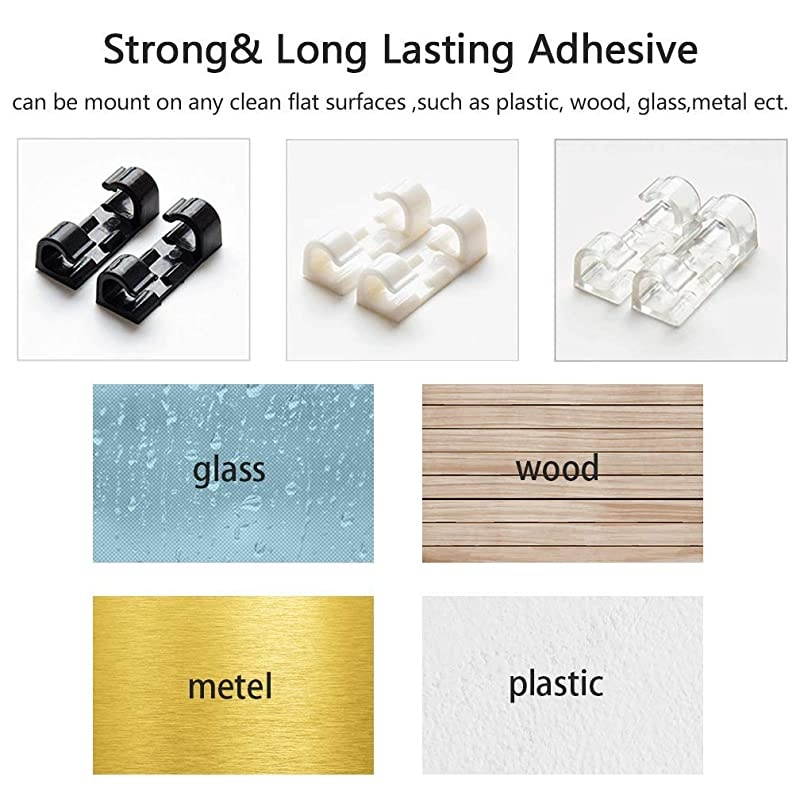 40 Pack Cable Clips  Strong 3M Adhesive Wire Holder Organizer Durable Cord Management System for Organizing Cables Home and OfficeBlack