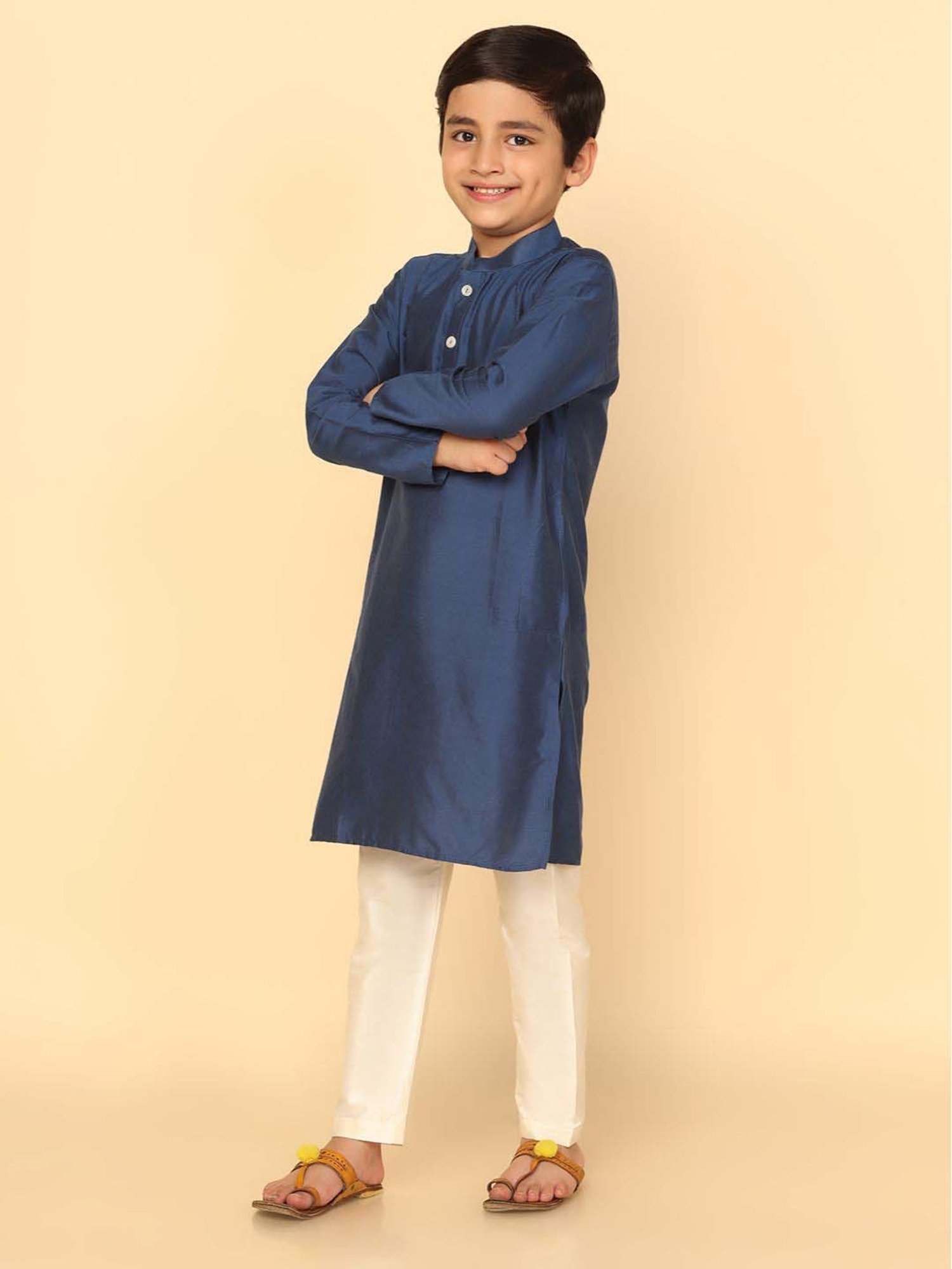 KISAH Kids Blue Regular Fit Full Sleeves Kurta Set
