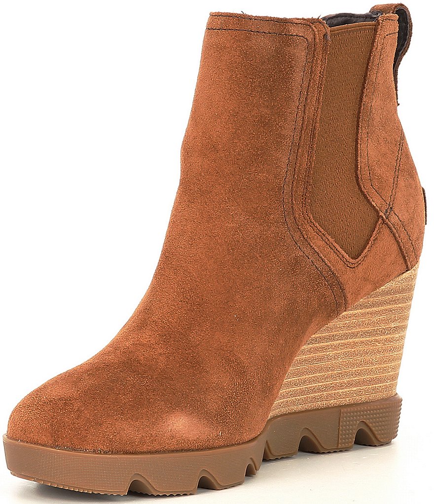 Sorel Joan Uptown Suede Waterproof Chelsea Wedge Lug Sole Booties