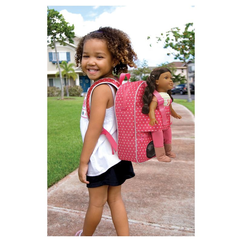 Badger Basket Doll Travel Backpack with Plush Friend Compartment - Star Pattern