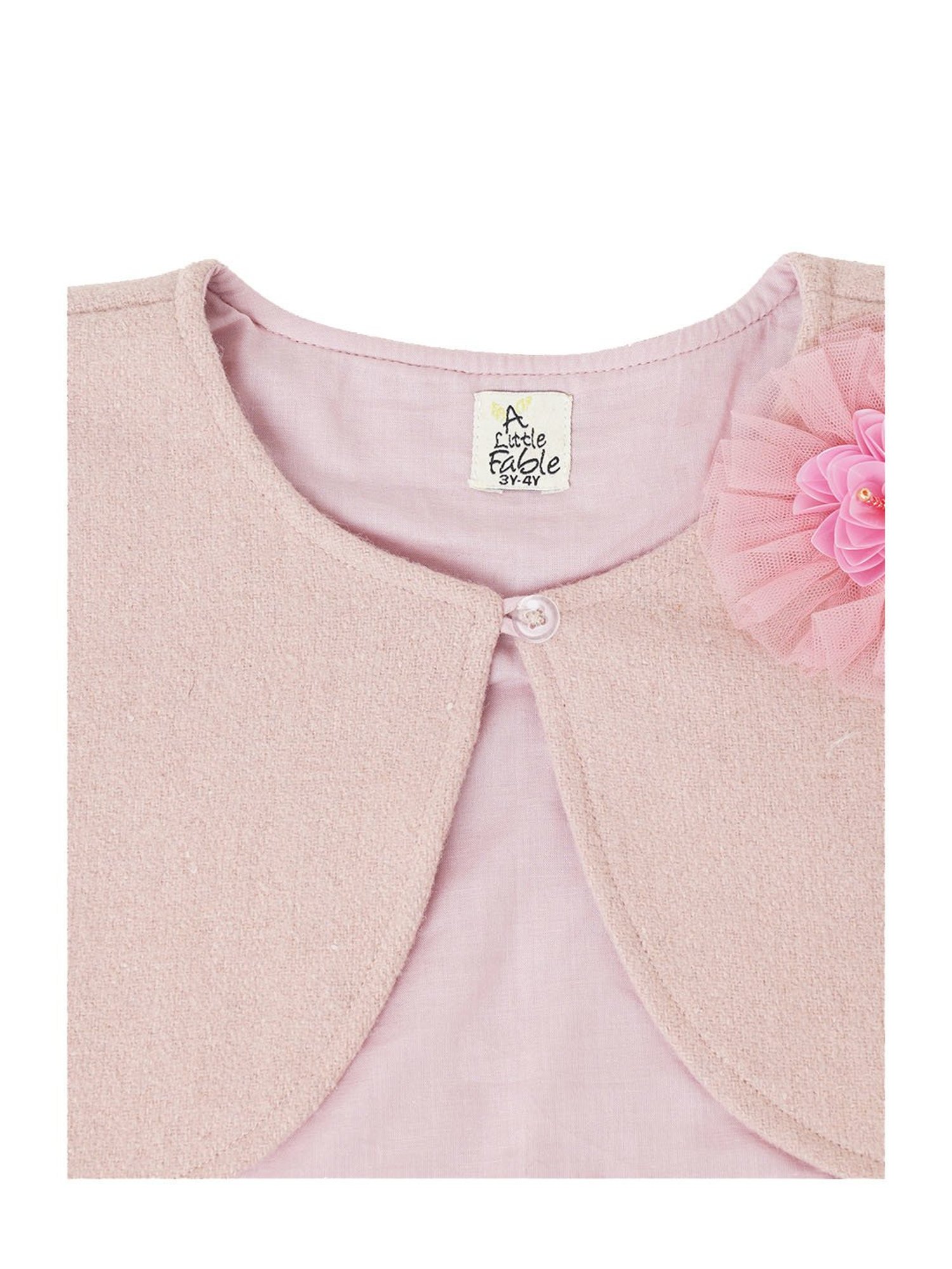 A Little Fable Kids Pink Applique Full Sleeves Shurg