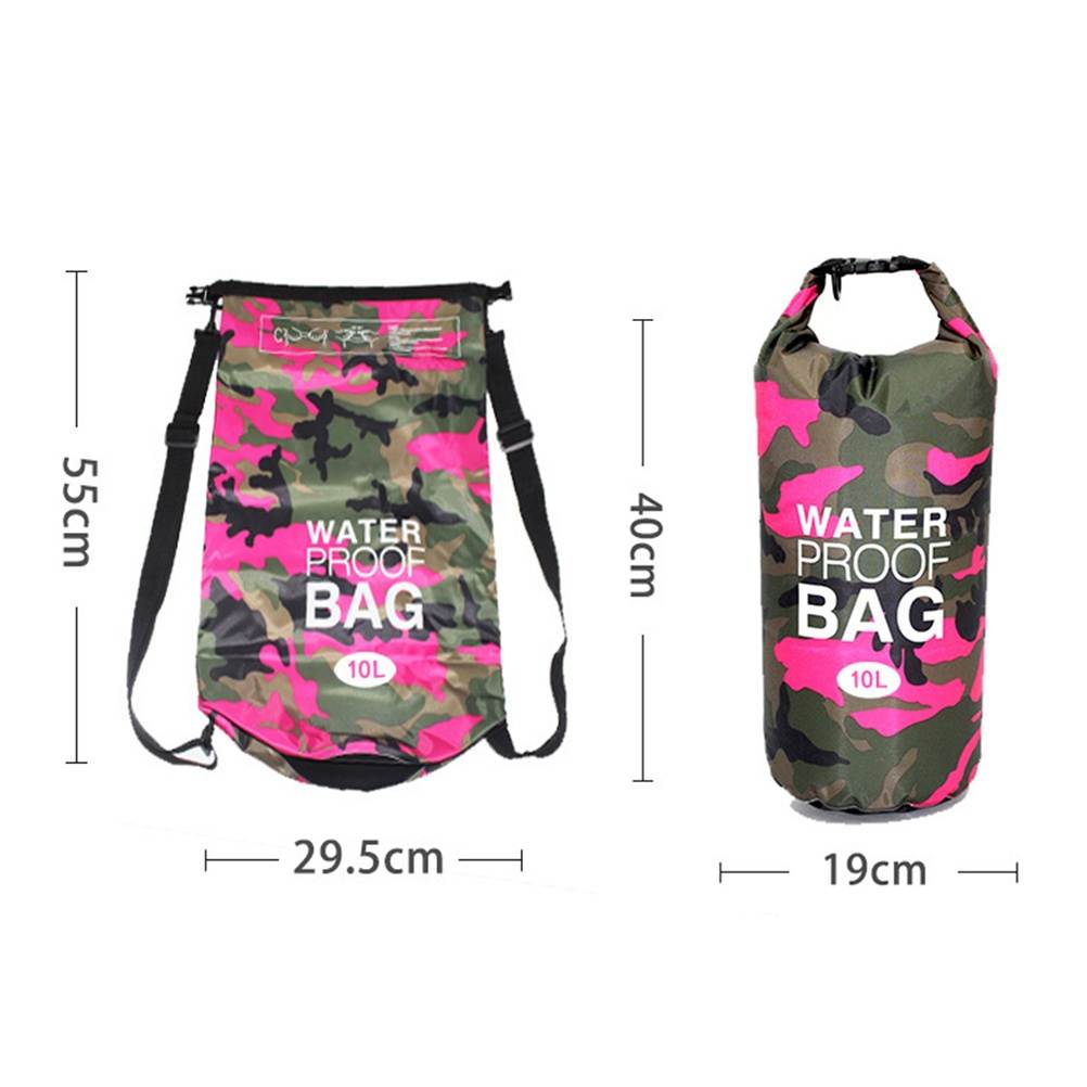 3pcs Outdoor Camouflage Waterproof Bags PVC Bucket Pack Beach Shoulder Bag for Swimming Boating Kayaking (Mixed Colors, 2L+5L+10L)