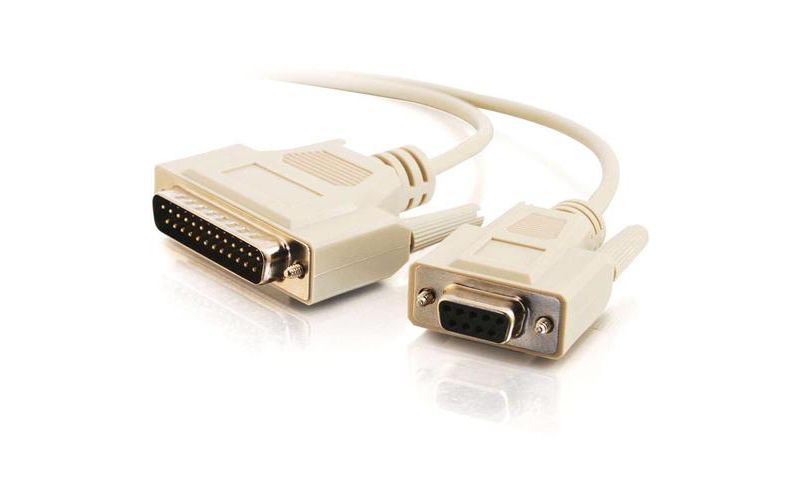C2G 6ft DB25 Male to DB9 Female Null Modem Cable - DB-25 Male - DB-9 Female - 6ft - Beige