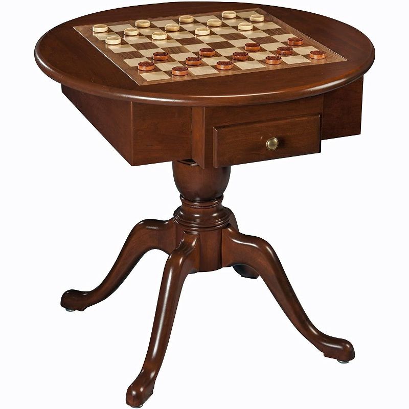 WE Games Round Pedestal Game Table, Solid Cherry Wood - Chess, Checkers & Backgammon (Made in USA)