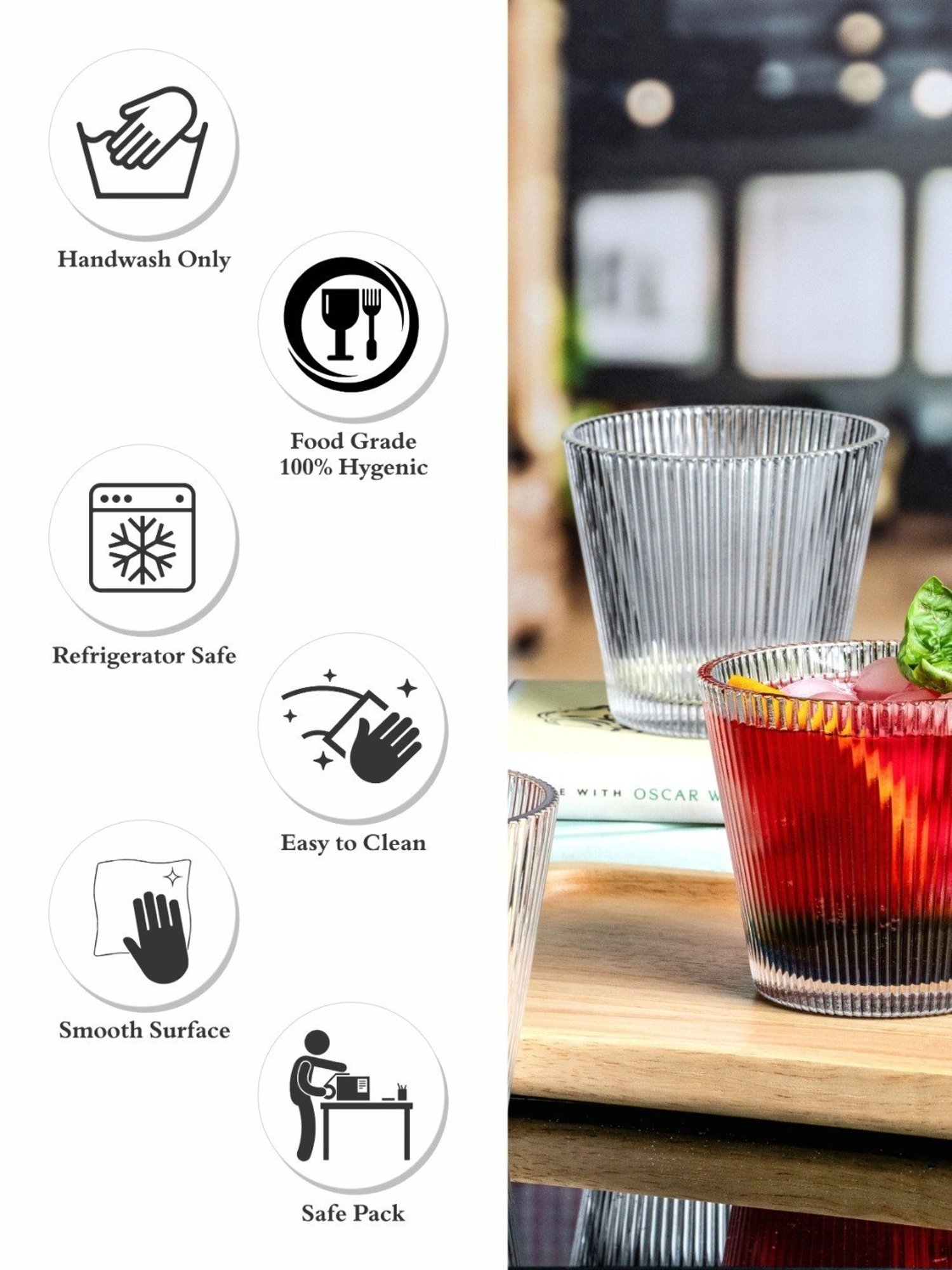 Melbify Roll Sip Transparent Cocktail Glass with straw 250ml - Set of 2