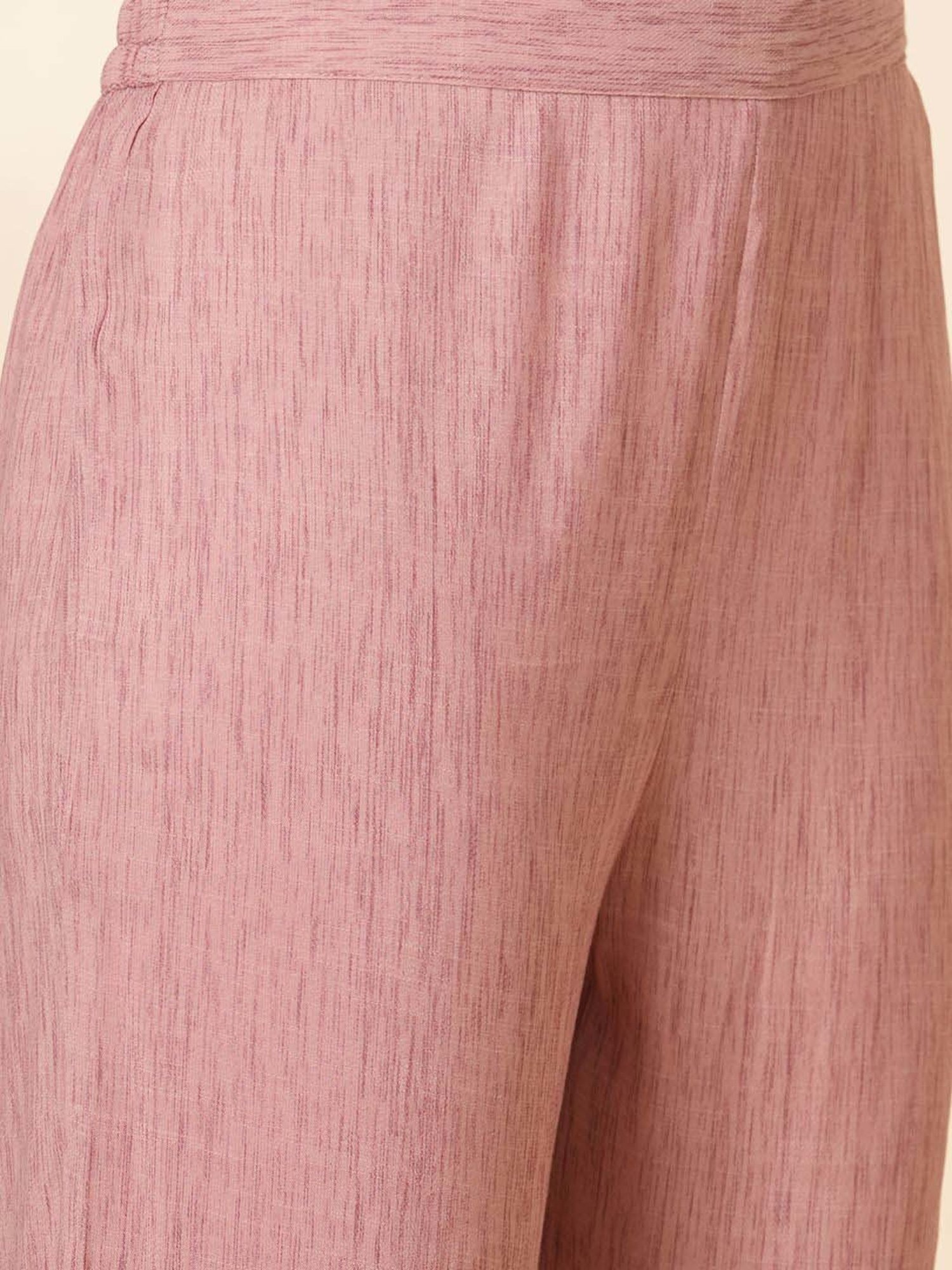 Fashor Pink Embroidered Kurta & Pant Set