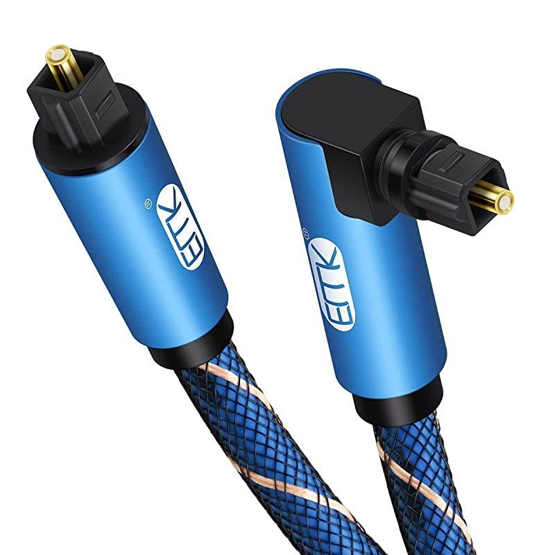 Degree Toslink Optical Cable 360 Degree FreeRotating Plug Fiber Optic Cable SPDIF Toslink Male to Male Cable for Home Theater Sound Bar TV PS4 XboxBlue 10ft3m